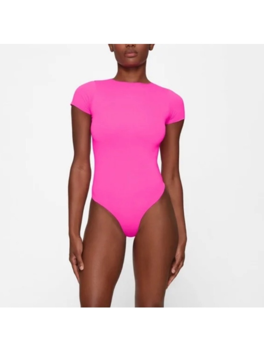 SKIMS Neon Pink Short Sleeve Bodysuit